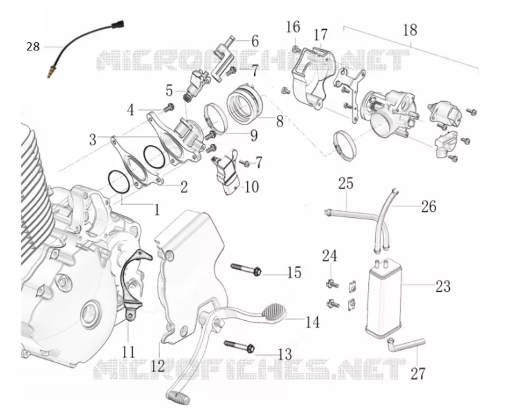 THROTTLE BODY / GEAR CHANGE PEDAL / POLLUTION CONTROL SYSTEM