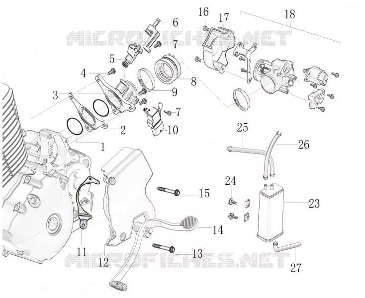 THROTTLE BODY / GEAR CHANGE PEDAL / POLLUTION CONTROL SYSTEM