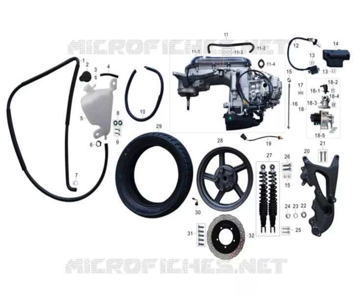 REAR WHEEL AND ENGINE