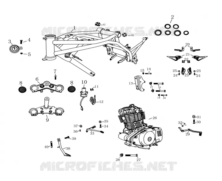 FRAME / STEERING STEM / GEAR CHANGE PEDAL / BRAKE PEDAL