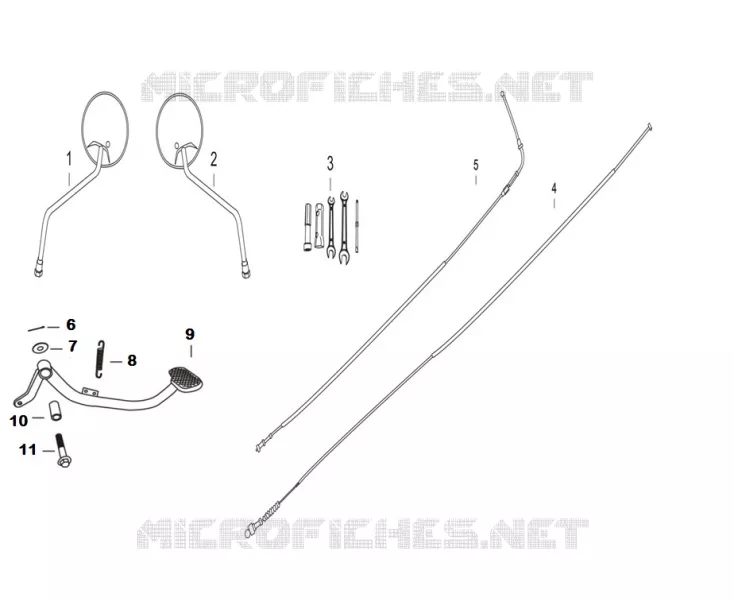 MIRRORS / CABLES / REAR BRAKE PEDAL