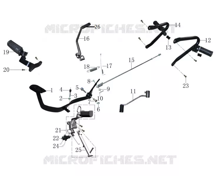 GEAR LEVER / KICKSTARTER / BRAKE PEDAL / FOOTRESTS