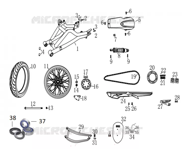 SWINGARM / SHOCK ABSORBER / REAR WHEEL