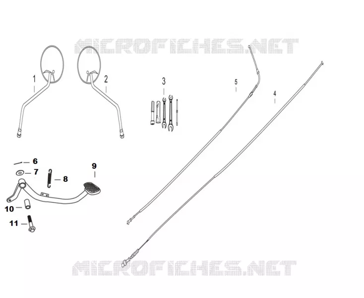 MIRRORS / CABLES / REAR BRAKE PEDAL