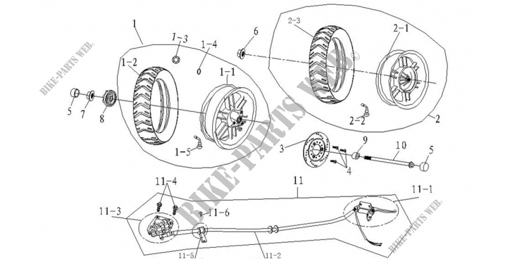 FRONT / REAR WHEELS / BRAKES for Mash SIXTY FIVE 125 (4T) 2013